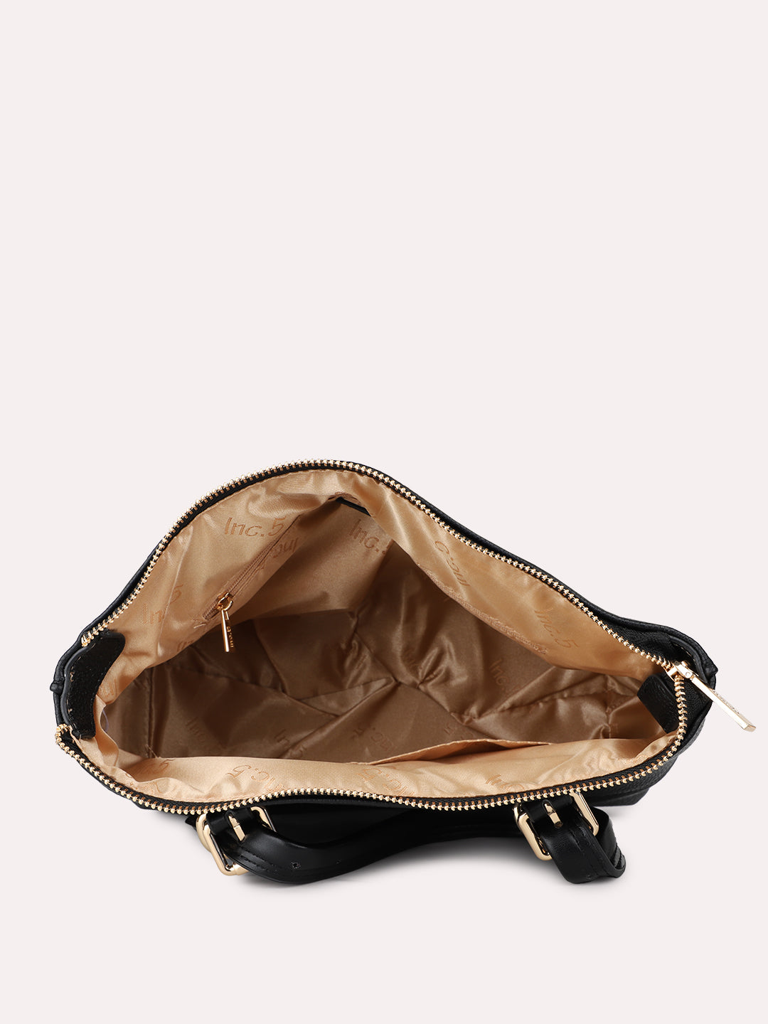 Womens Black Casual Textured Pattern Handbag With Zip Lock