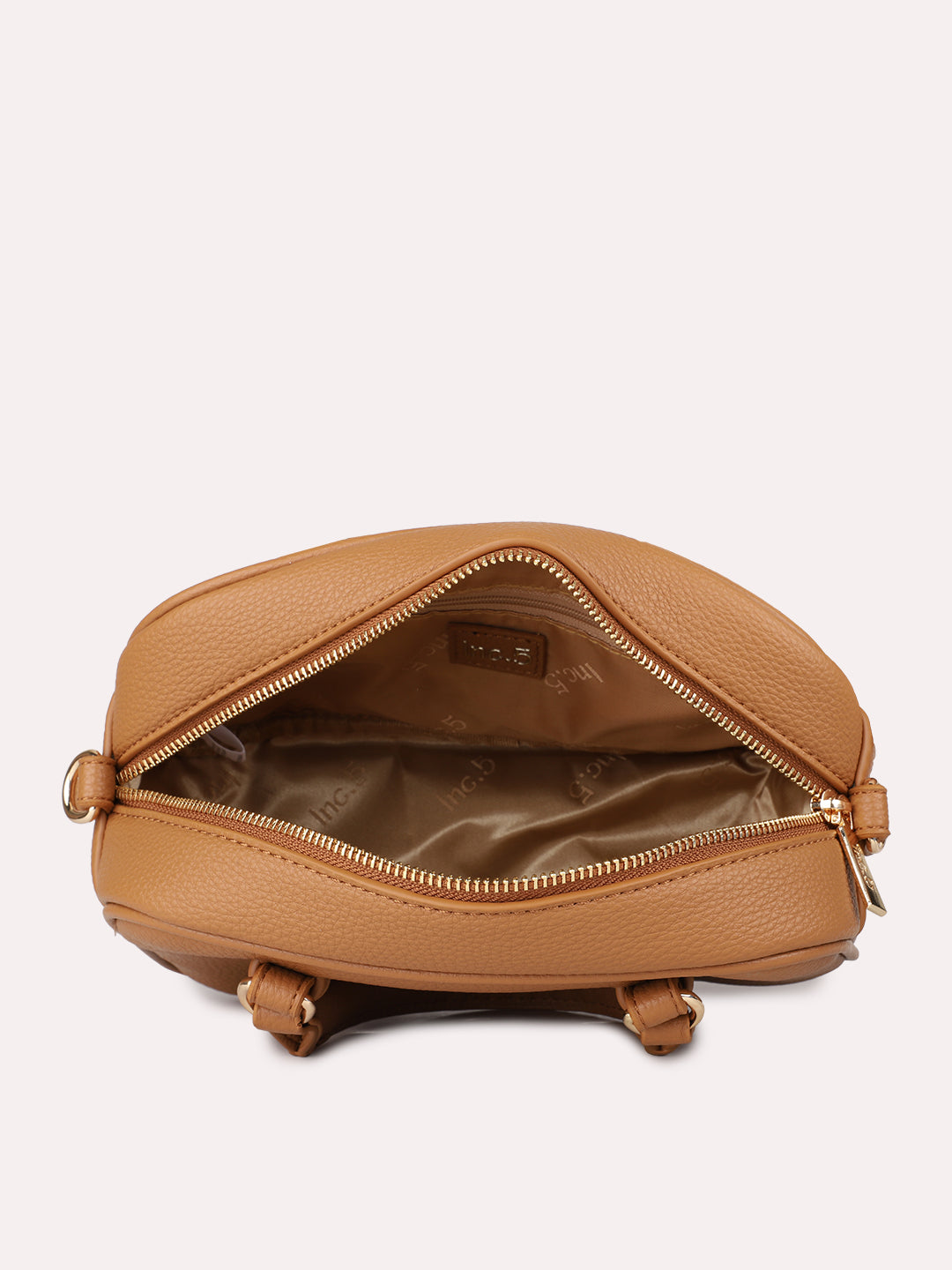 Womens Tan Casual Textured Handbag With Zip Lock