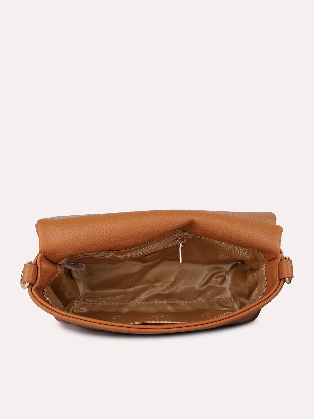 Womens Tan Party Textured Handbag With Magnet Lock