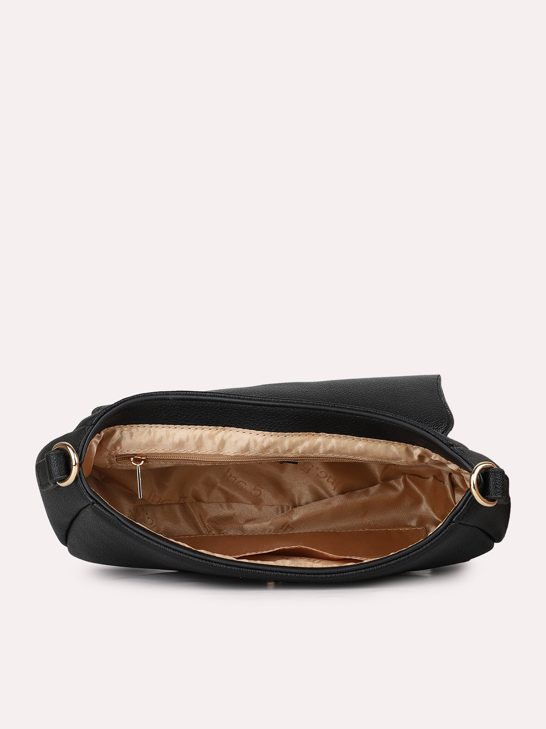 Womens Black Party Textured Sling Bag With Lock