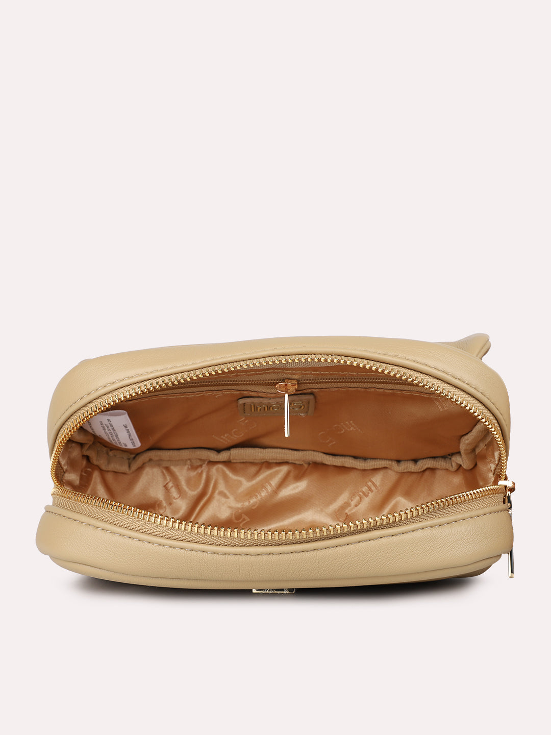Womens Beige Party Solid Sling Bag With Push Lock