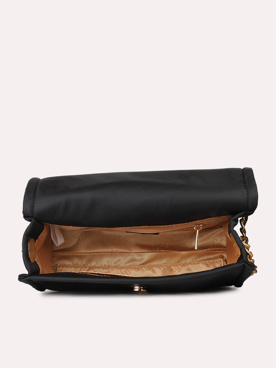 Womens Black Casual Solid Sling Bag With Magnet Lock