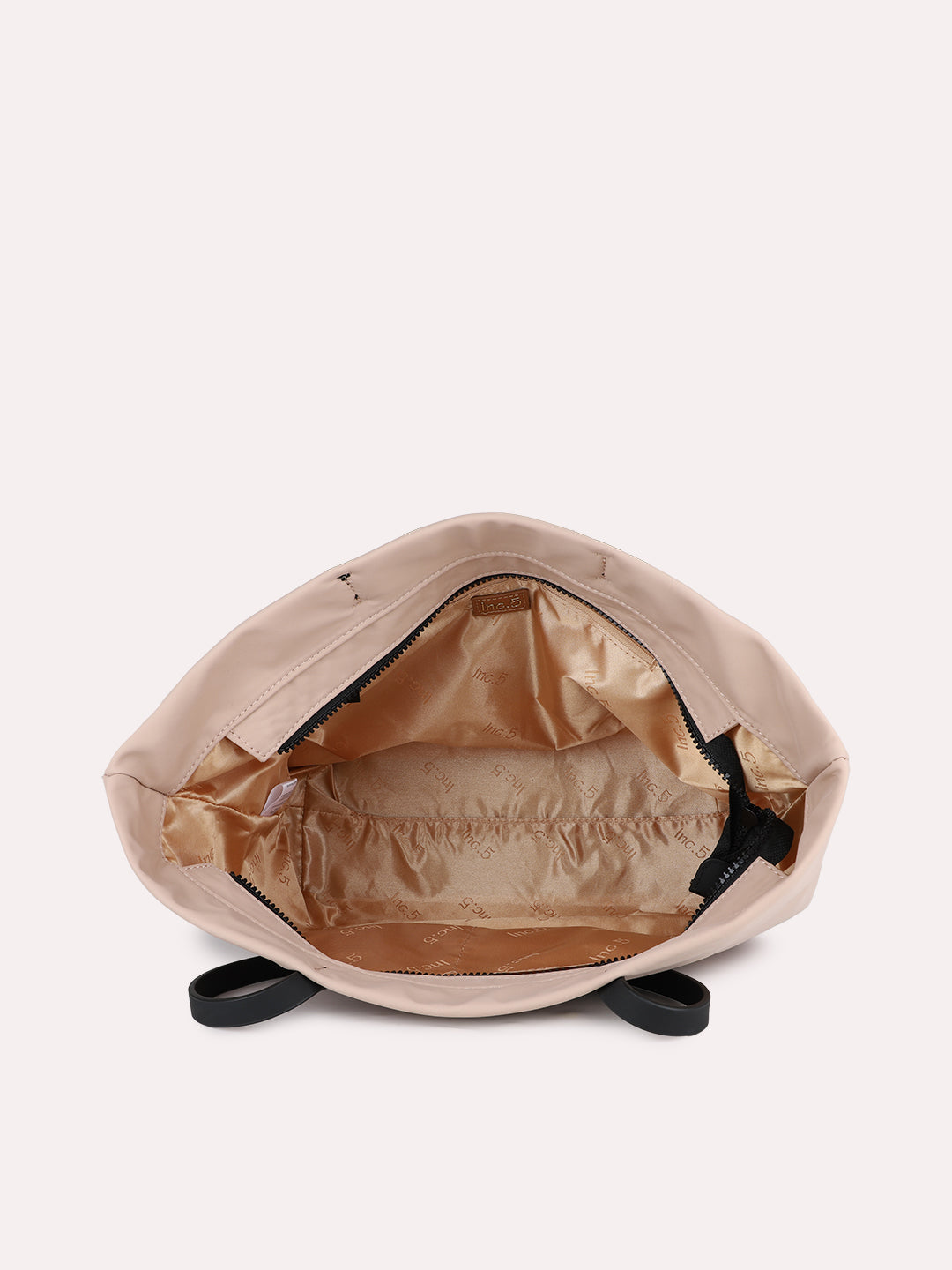 Womens Beige Casual Solid Shoulder Bag With Zip Lock