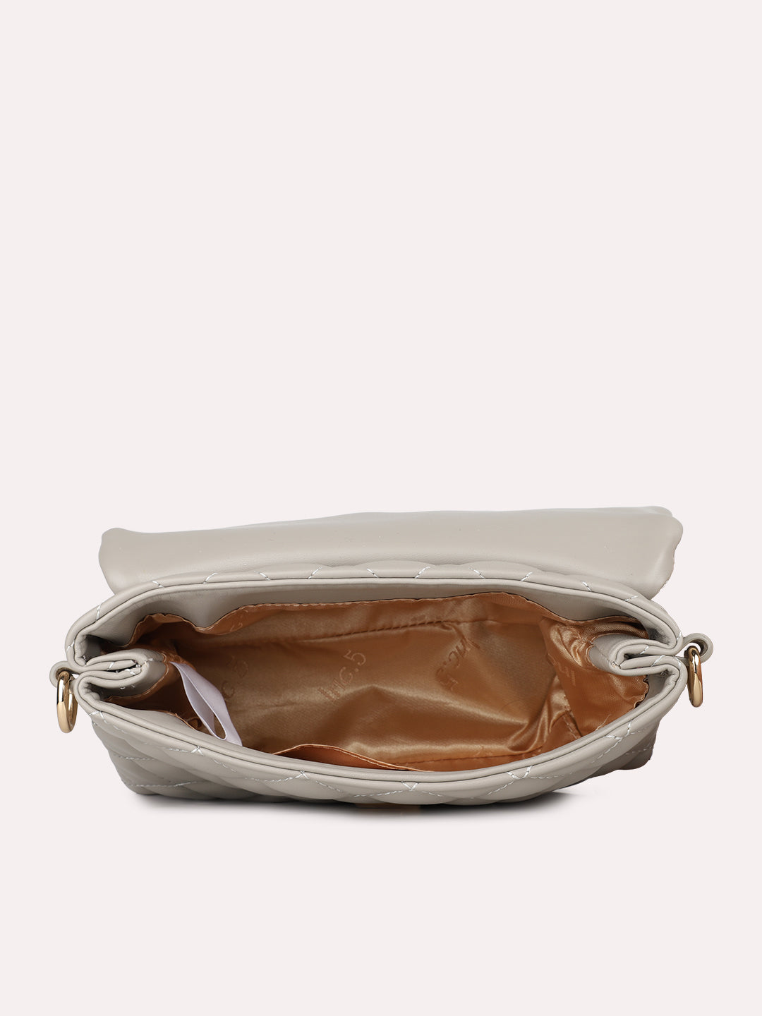 Womens Grey Party Textured Sling Bag With Push Lock