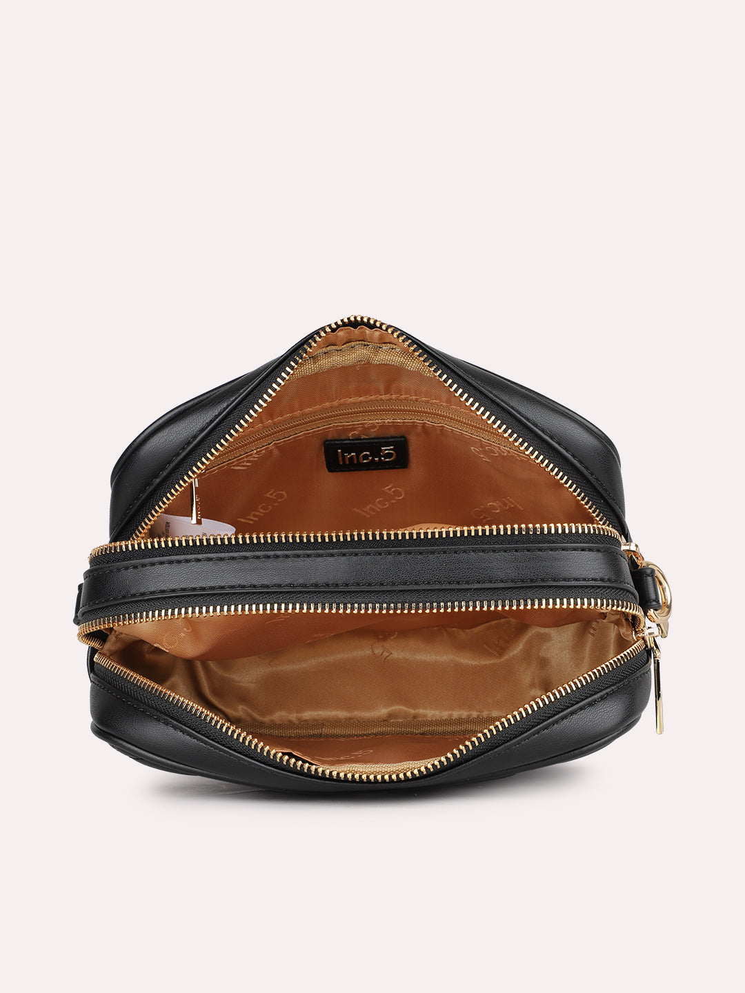 Womens Black Party Textured Sling Bag With Zip