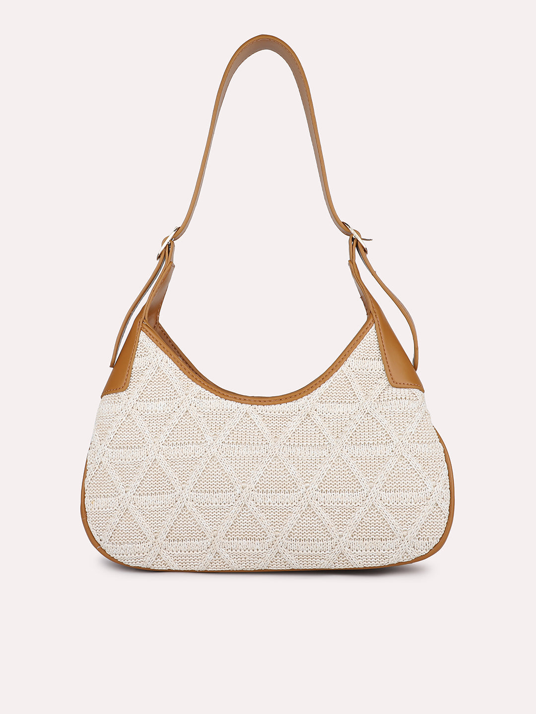 Women Tan Textured Structured Handheld Bag
