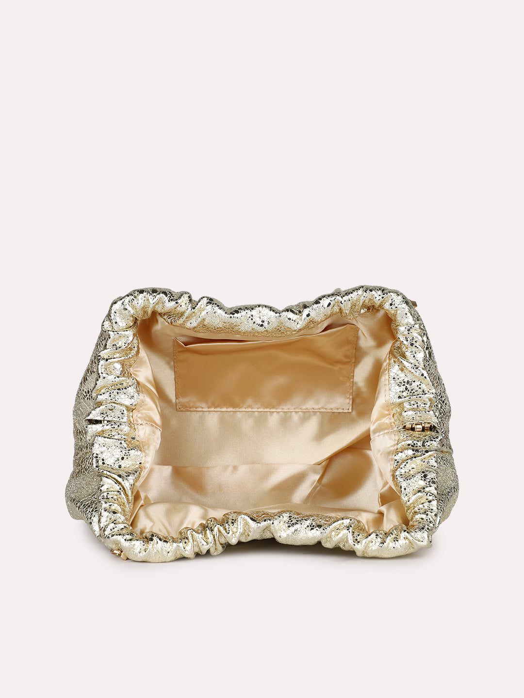 Womens Gold Party Embellished Clutch With Twist Lock