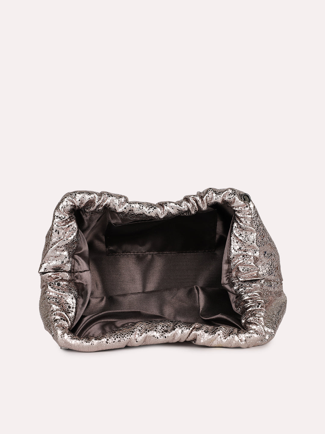 Womens Grey Party Embellished Clutch With Twist Lock