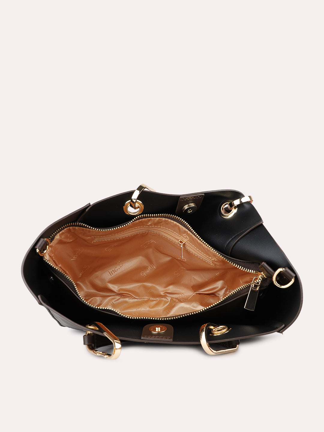 Womens Brown Casual Solid Handbag With Magnet Lock