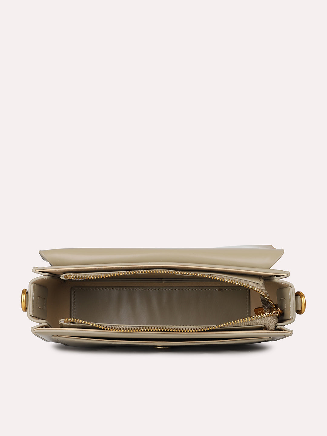 Womens Beige Party Solid Pattern Sling Bag With Magnet Lock