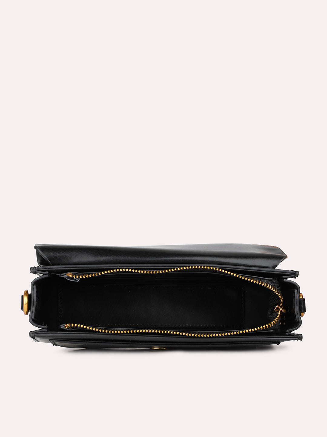 Womens Black Party Solid Pattern Sling Bag With Magnet Lock