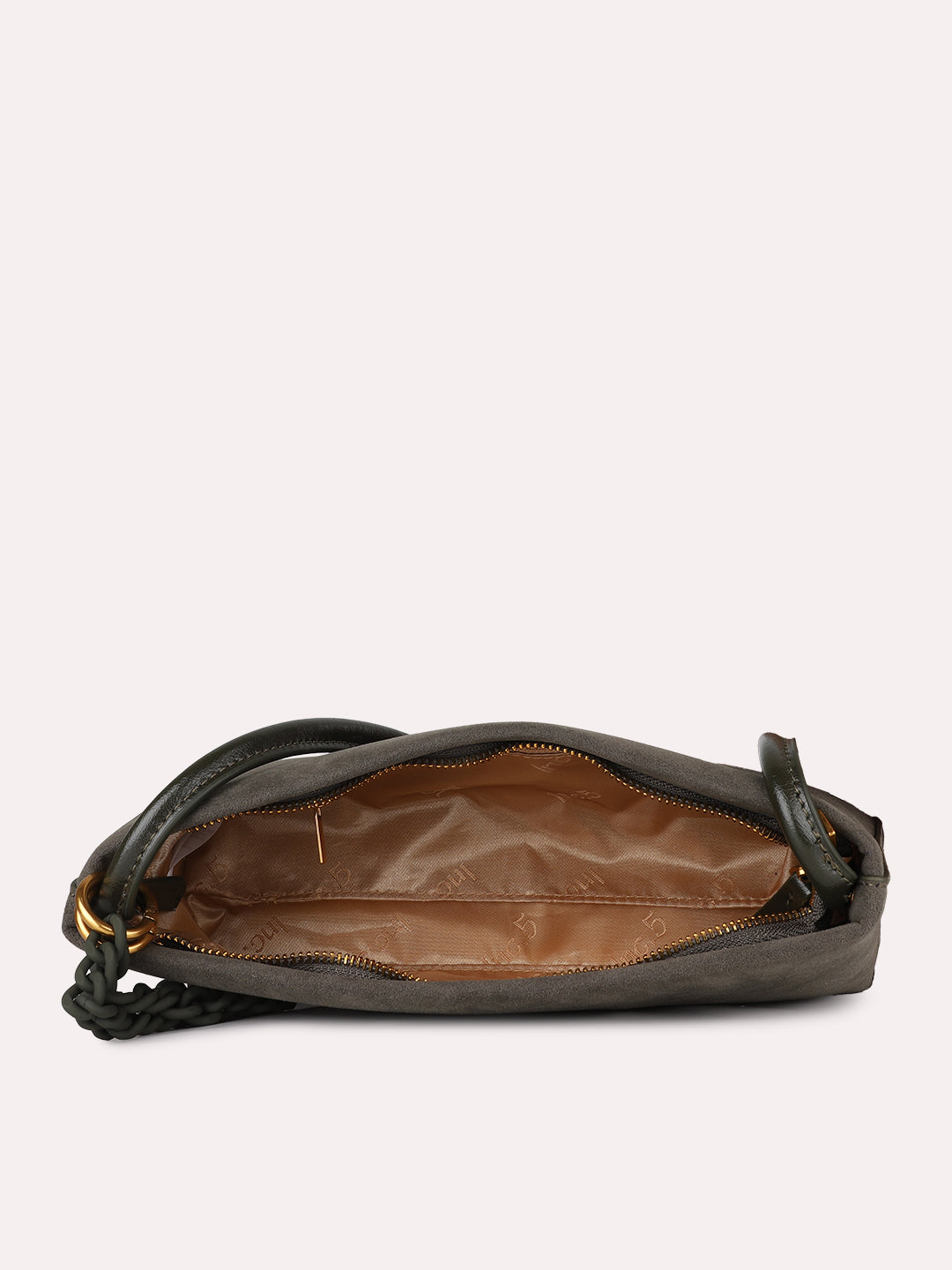 Womens Green Party Solid Shoulder Bag With Zip Lock