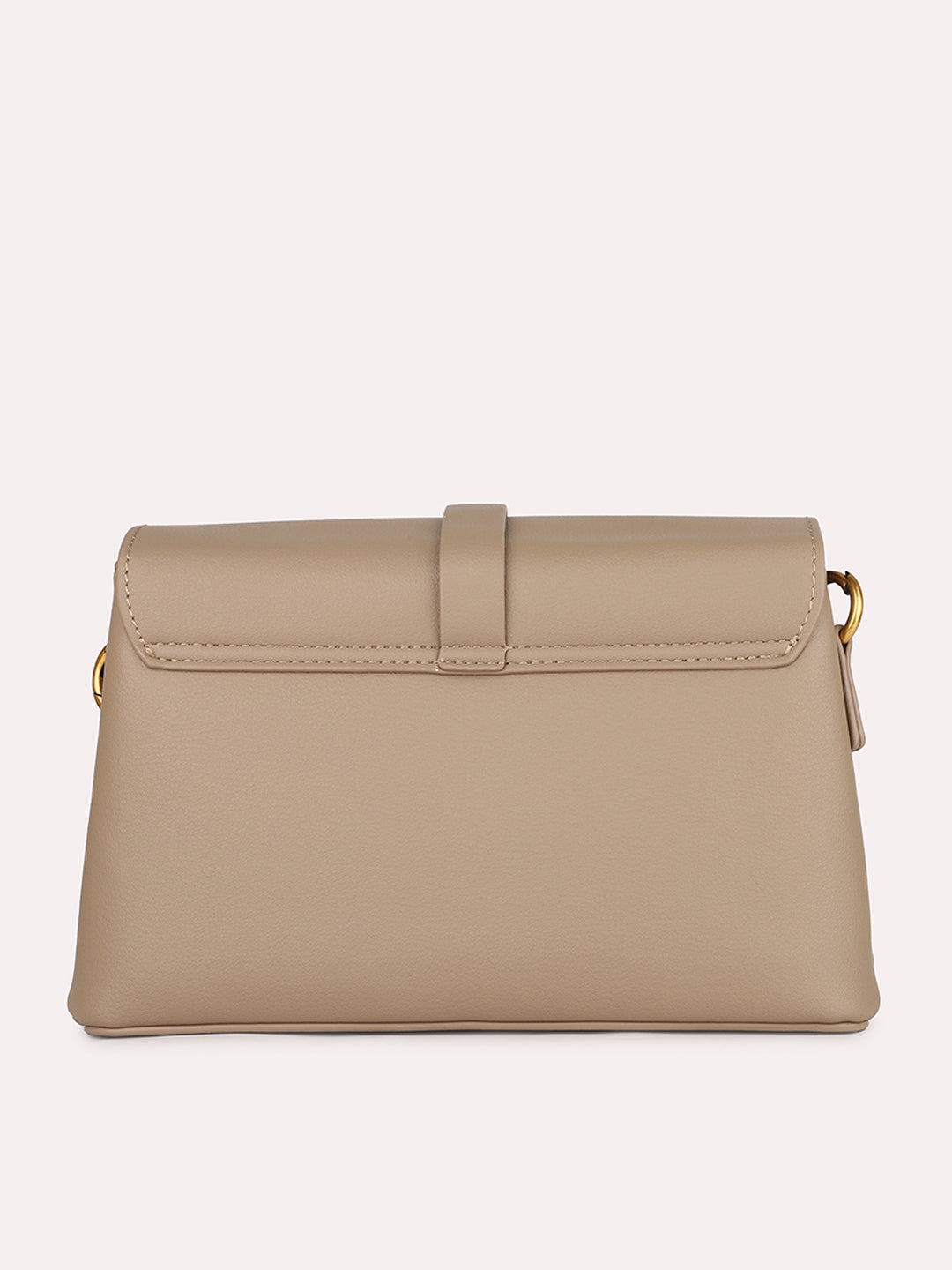 Women Grey Solid Structured Sling Bag with Front Lock Detail