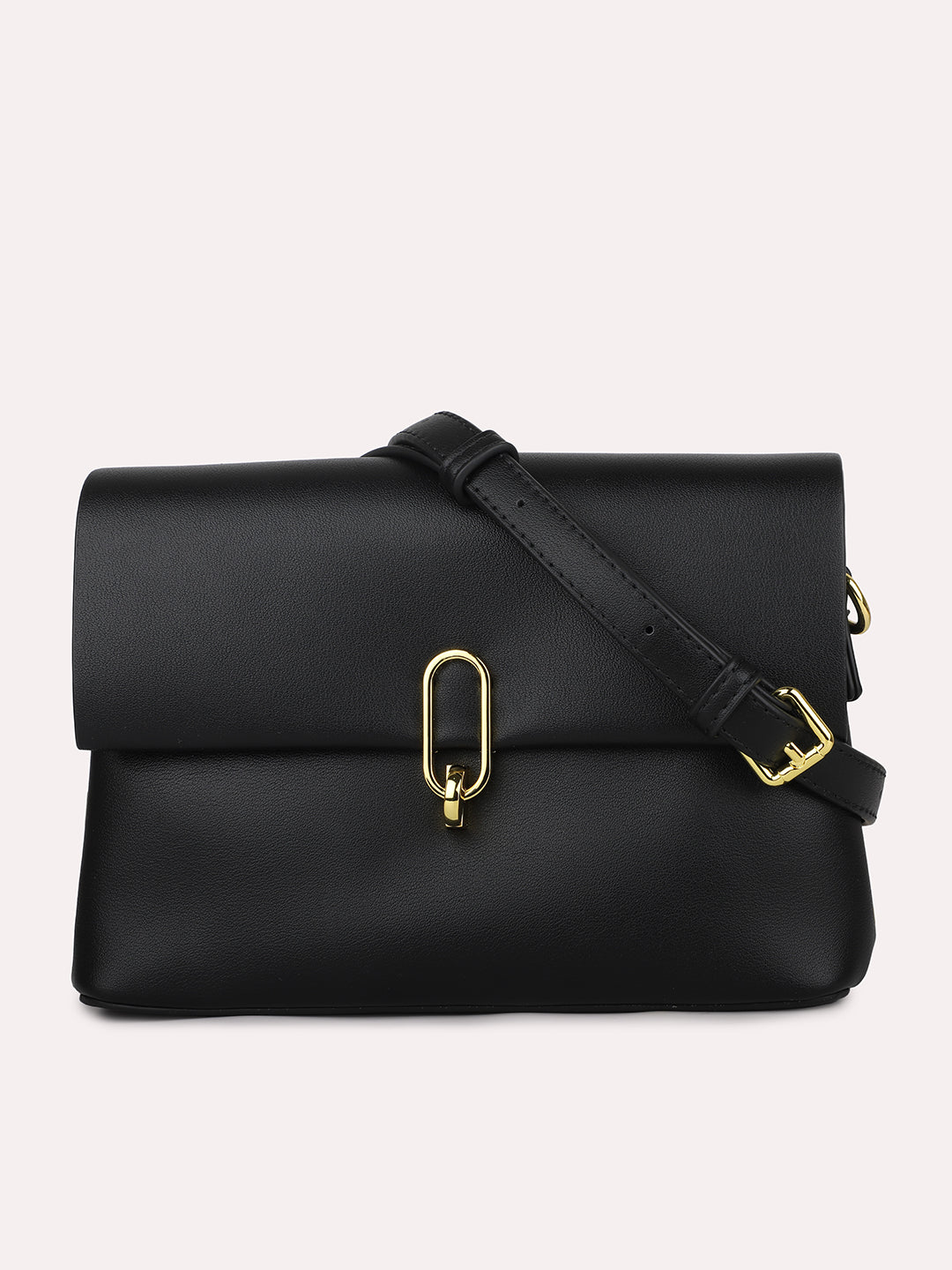 Women Black Solid Structured Sling Bag