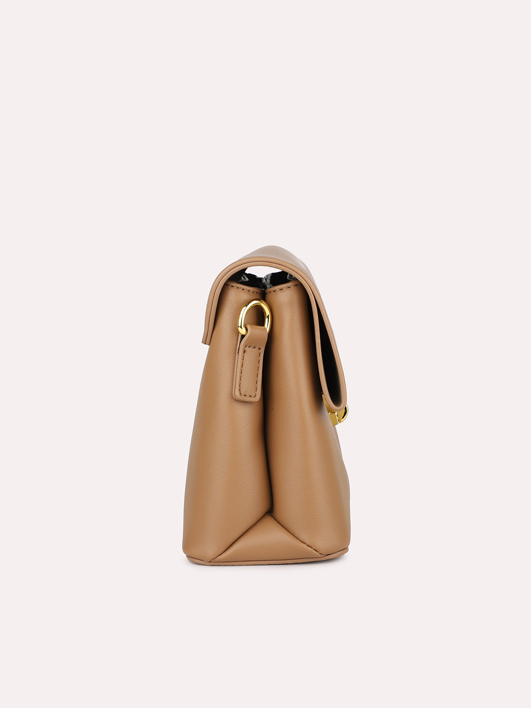 Women Camel Solid Structured Sling Bag
