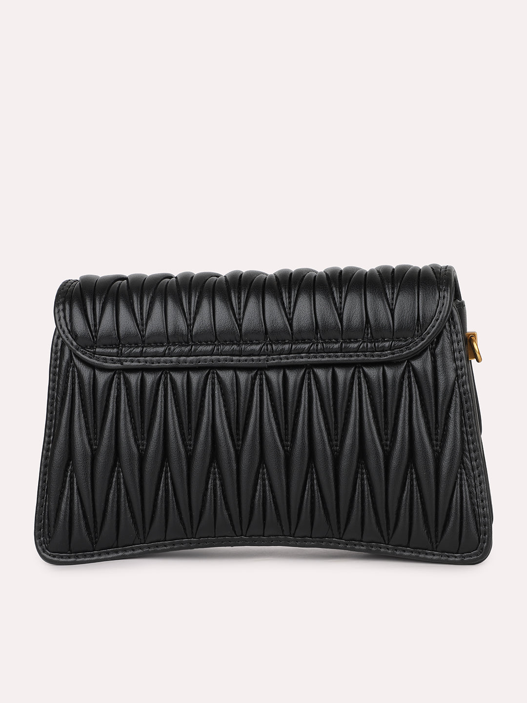 Women Black Quilted Structured Sling Bag