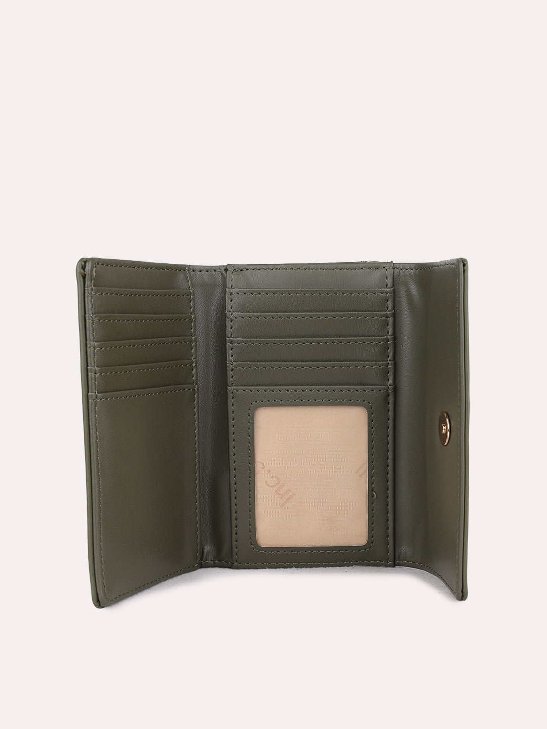 Womens Green Casual Wallet With Magnet Lock