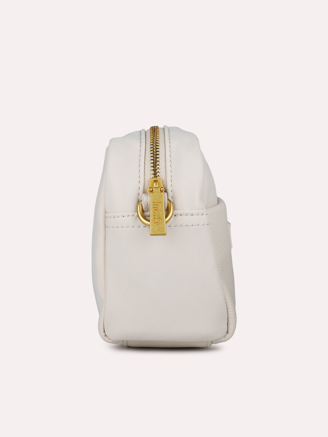 Womens Cream Textured Sling Bag With Zip Lock