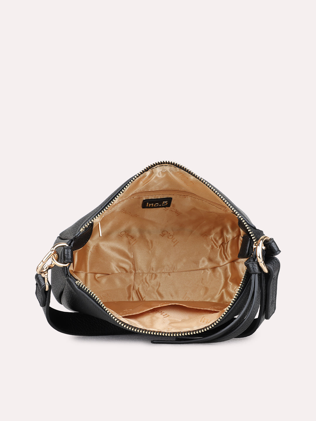 Womens Black Shoulder Bag With Zip Lock For Casual