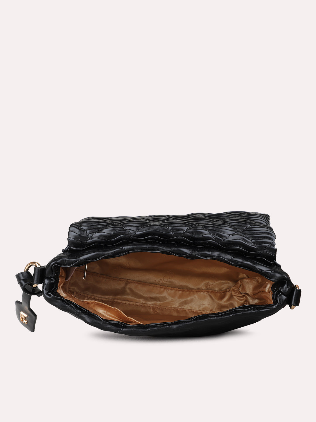 Womens Black Sling Bag With Magnet Button Lock For Party