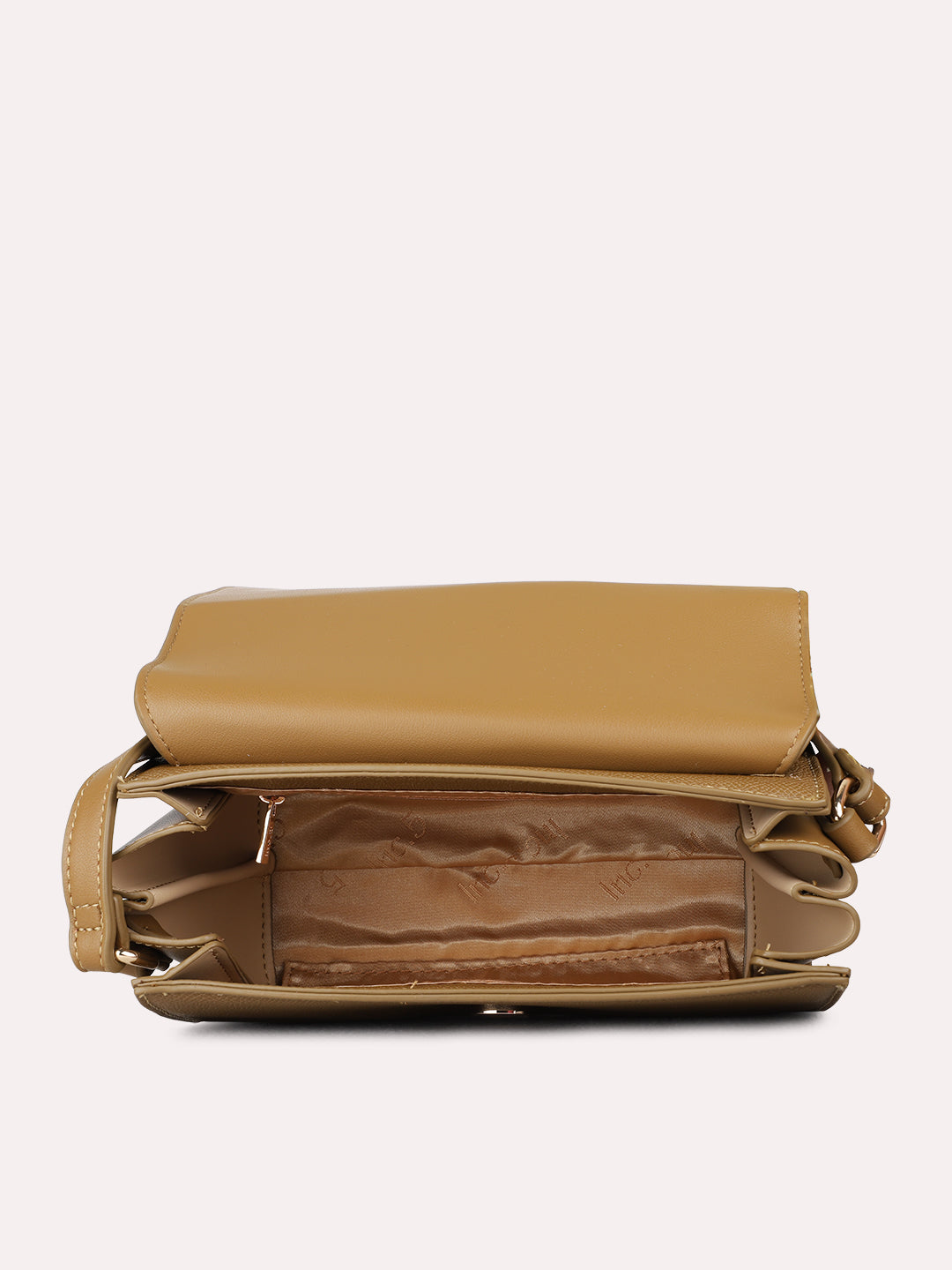 Womens Tan Sling Bag With Magnet Lock For Party