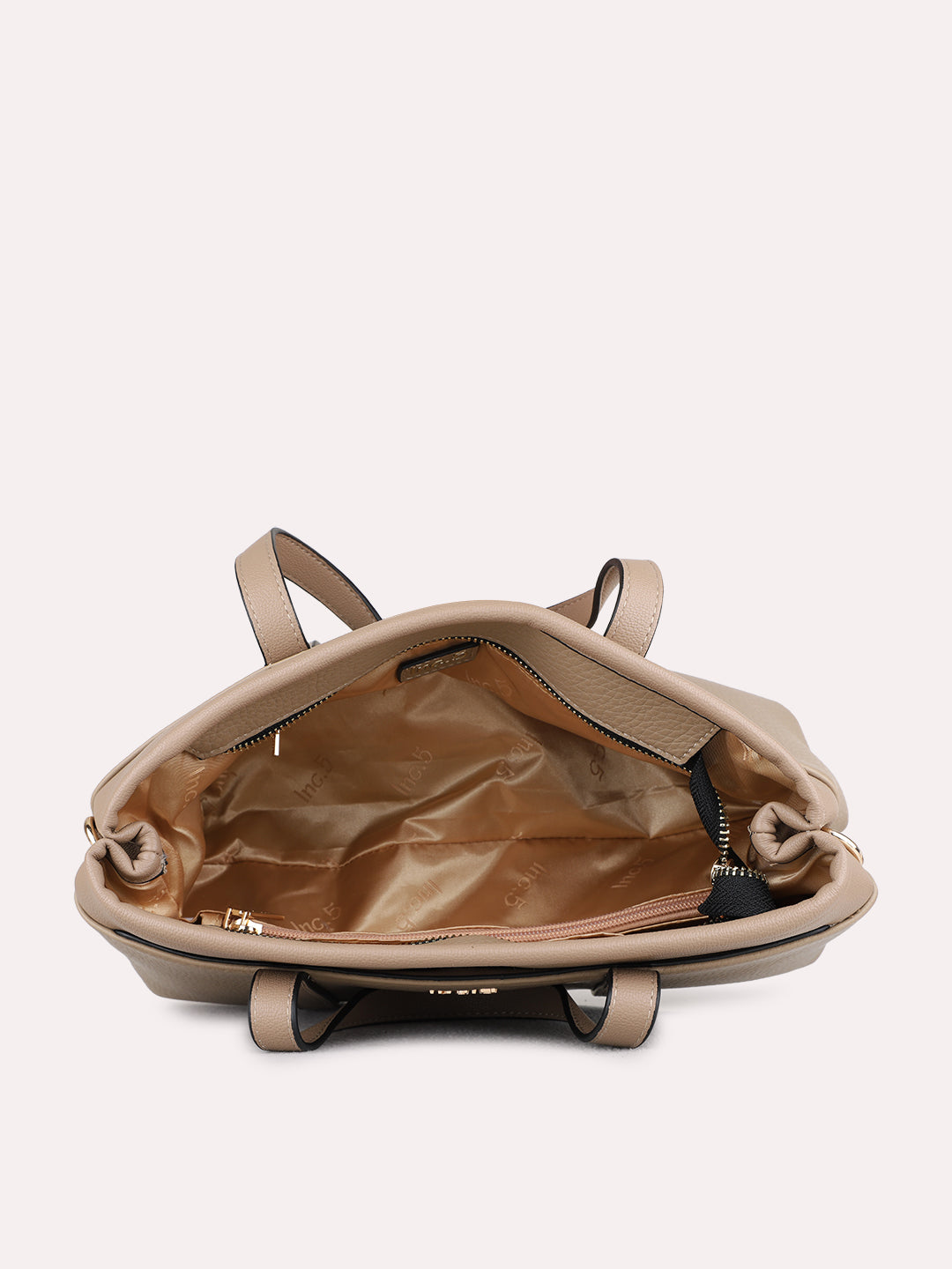 Womens Taupe Hand Bag With Zip Lock For Casual