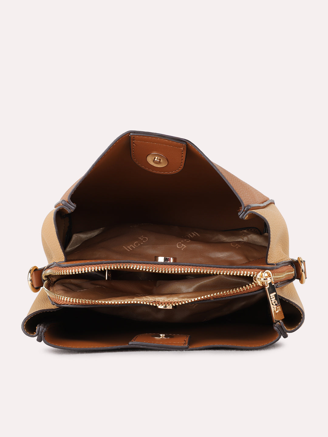 Womens Brown Shoulder Bag With Zipper Lock For Party Use