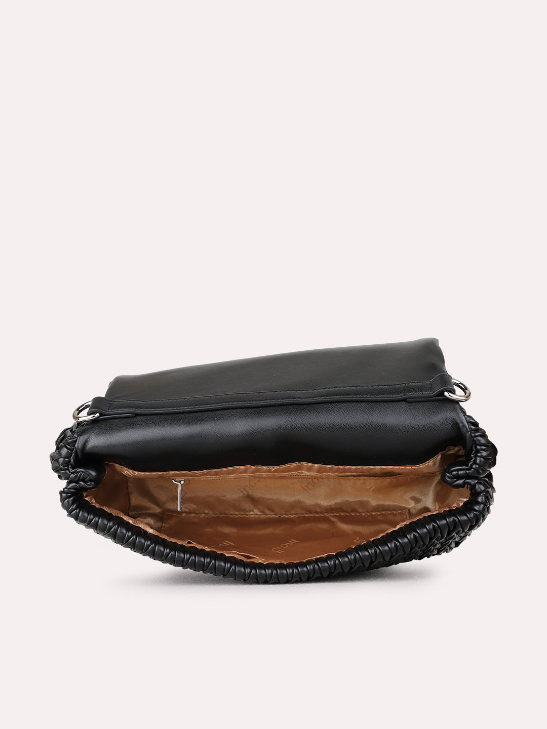 Womens Black Shoulder Bag With Magnet Button Lock For Party