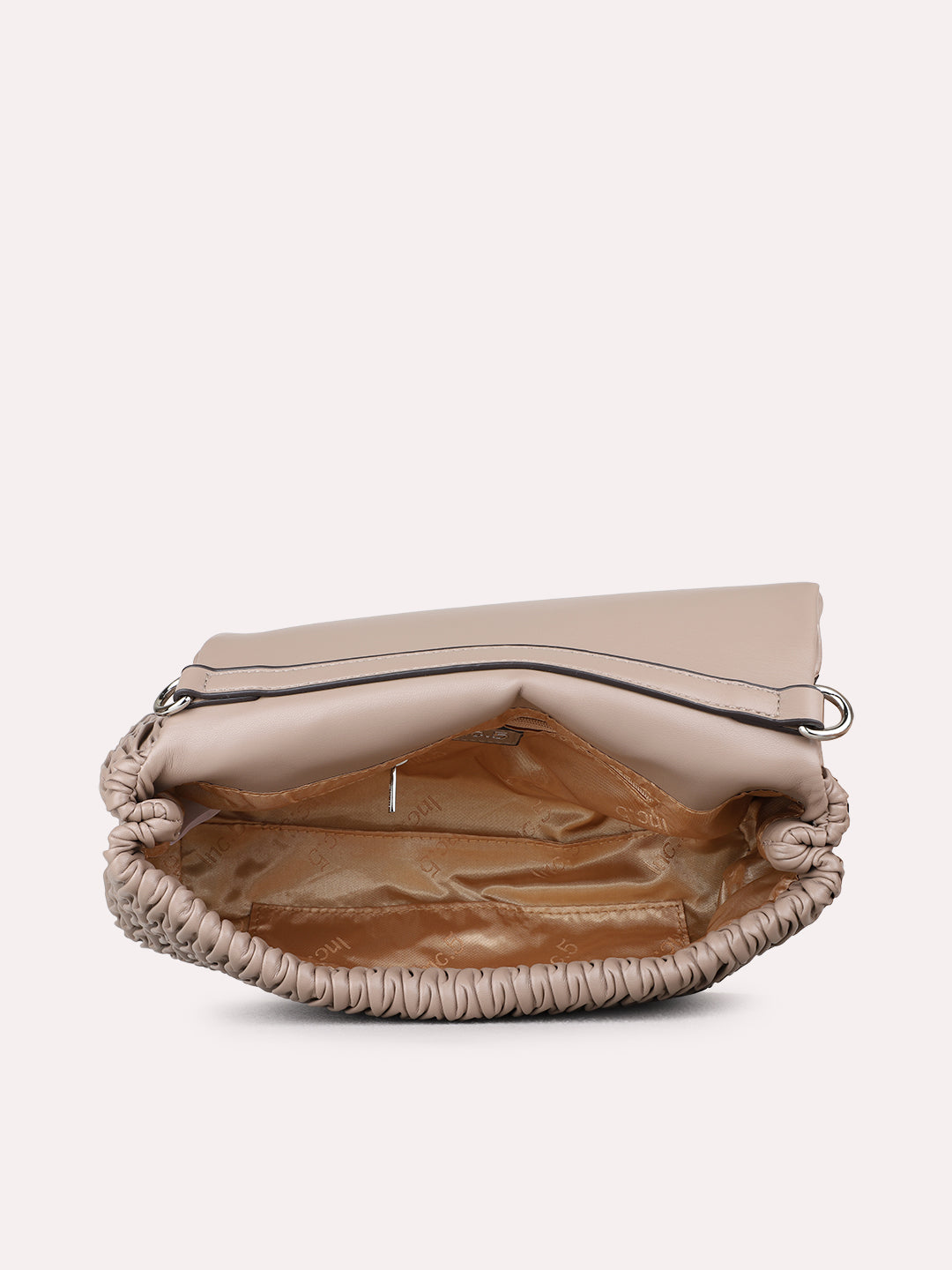 Womens Taupe Shoulder Bag With Magnet Lock For Party