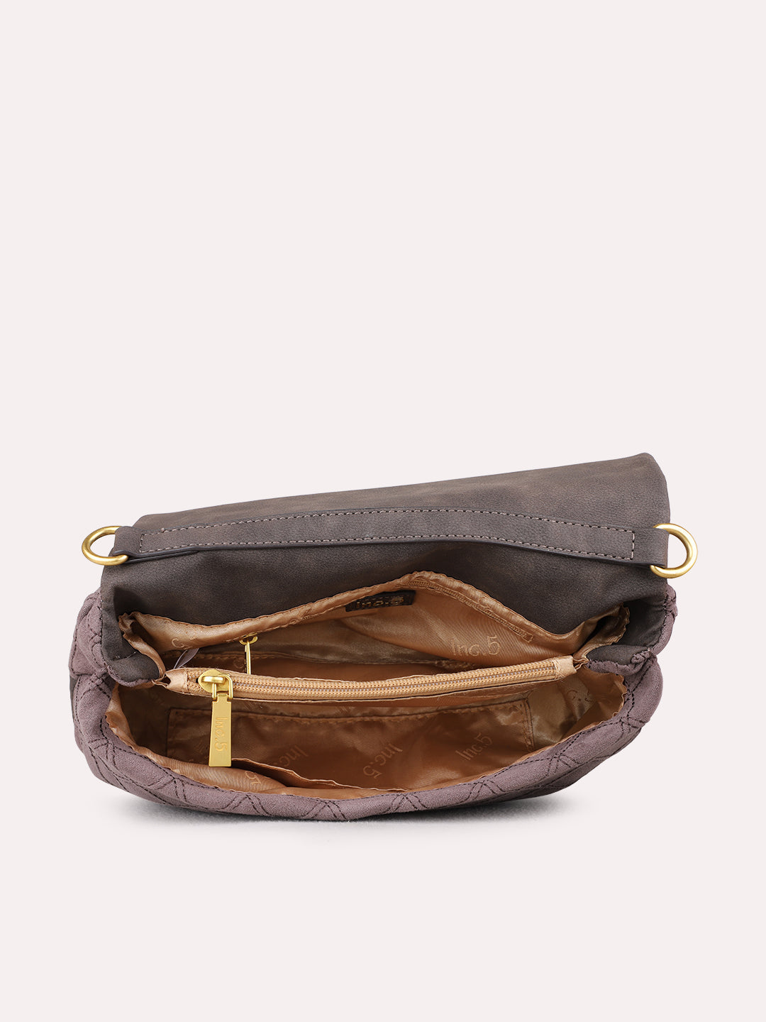 Womens Taupe Shoulder Bag With Magnet Button Lock For Party