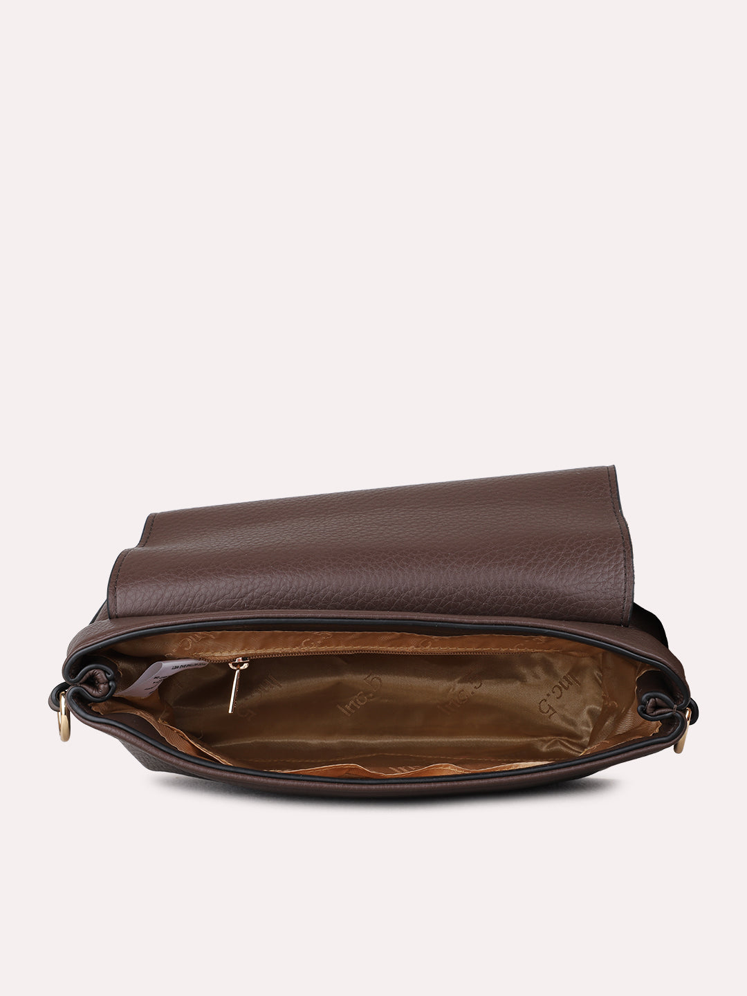 Womens Brown Sling Bag With Magnet Button Lock For Casual