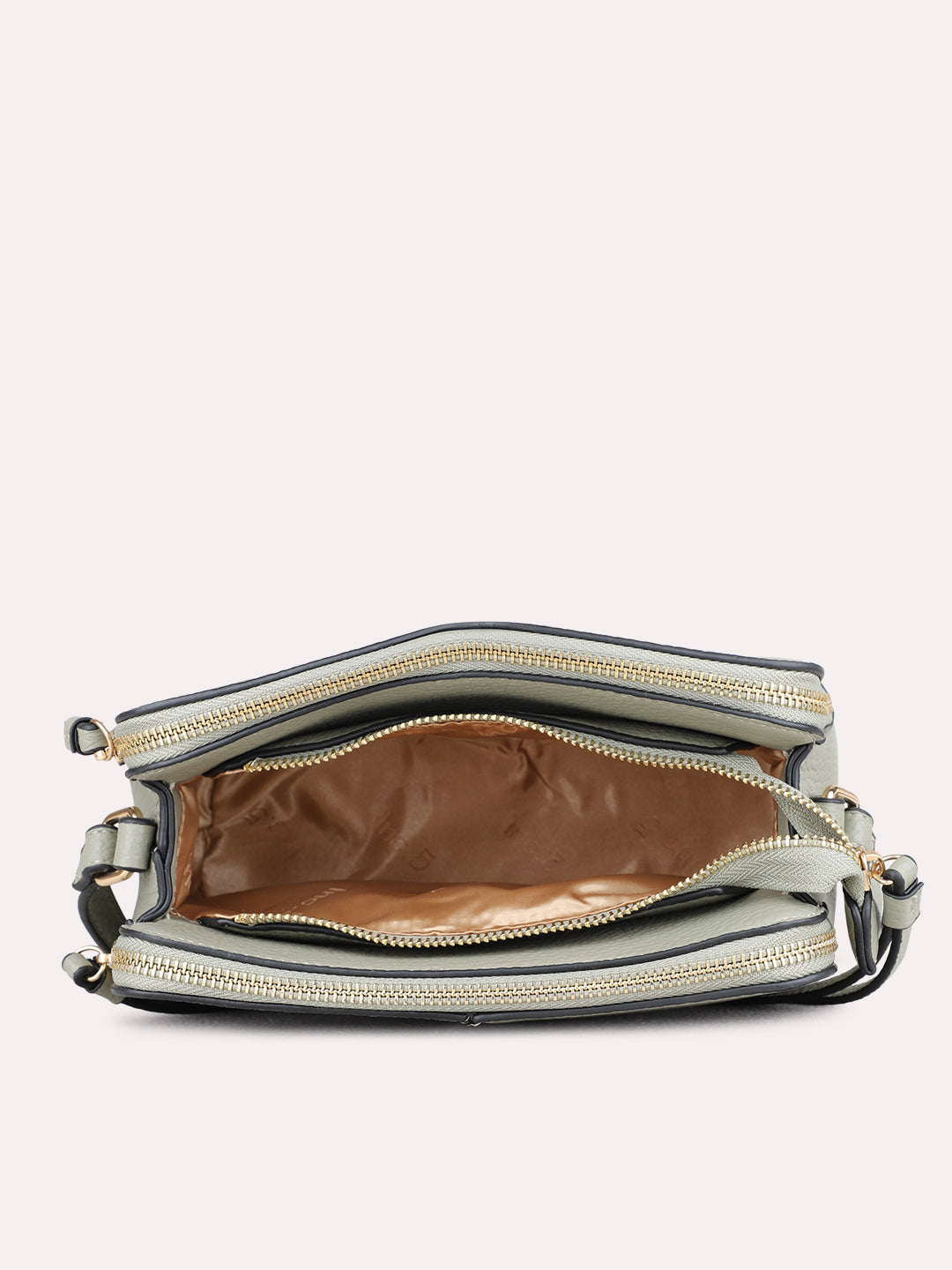 Womens Grey Sling Bag With Zip Lock For Casual