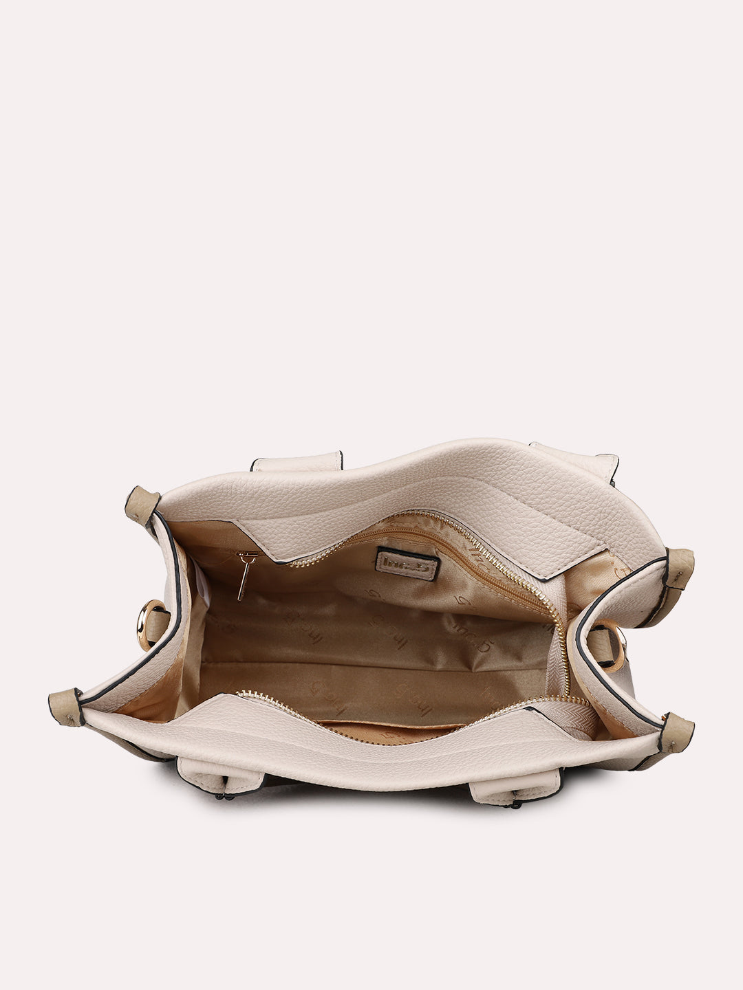 Womens Taupe Casual Handbag With Zip Lock