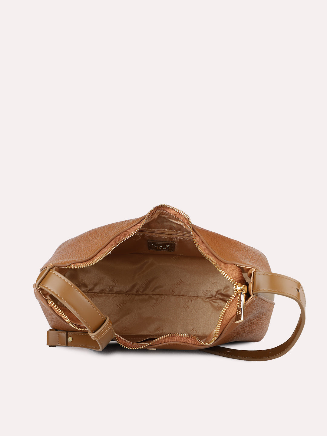 Womens Brown Casual Shoulder Bag With Zip Lock