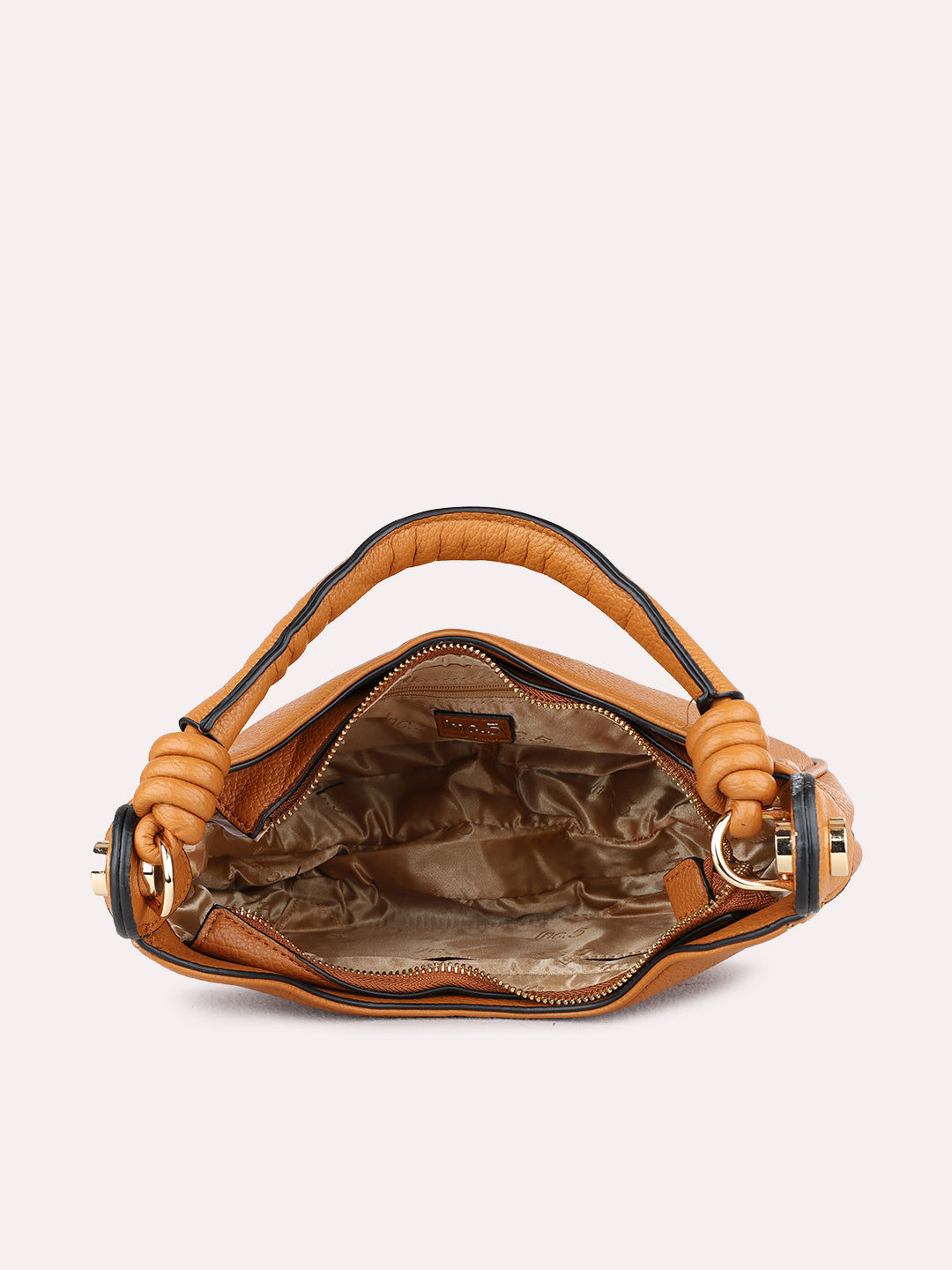 Womens Brown Casual Shoulder Bag With Zip Lock