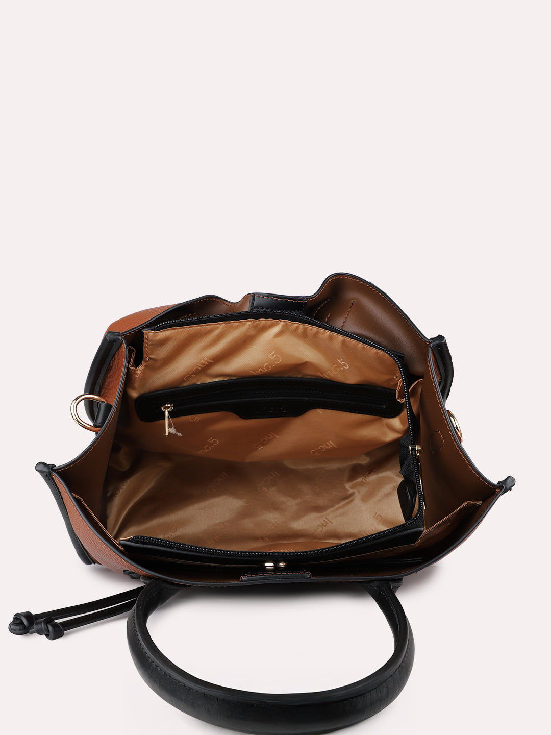 Womens Brown Casual Textured Shoulder Bag With Magnet Lock