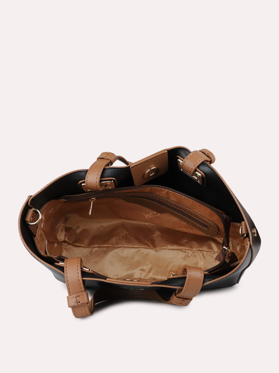 Womens Black Casual Solid Handbag With Magnet Lock