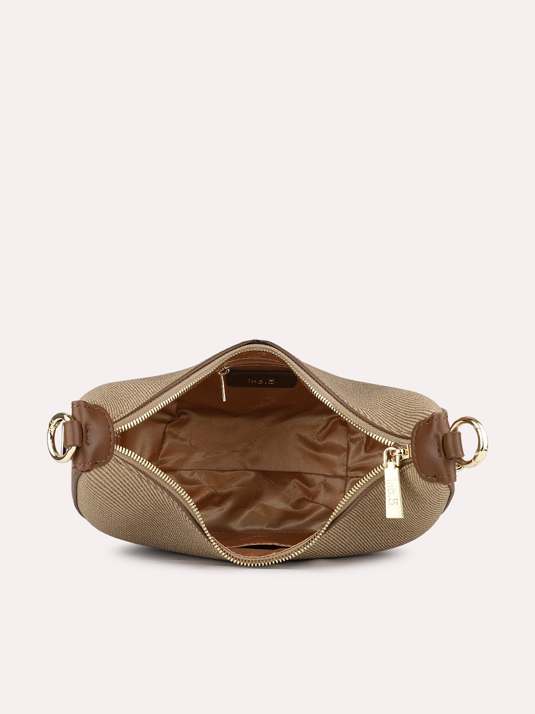 Womens Brown Party Textured Shoulder Bag With Zipper Lock