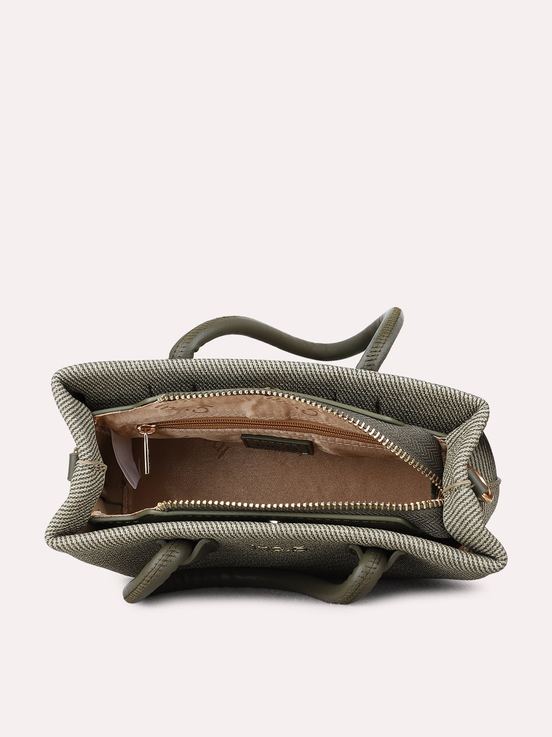 Womens Olive Shoulder Bag With Zip Lock For Casual Use