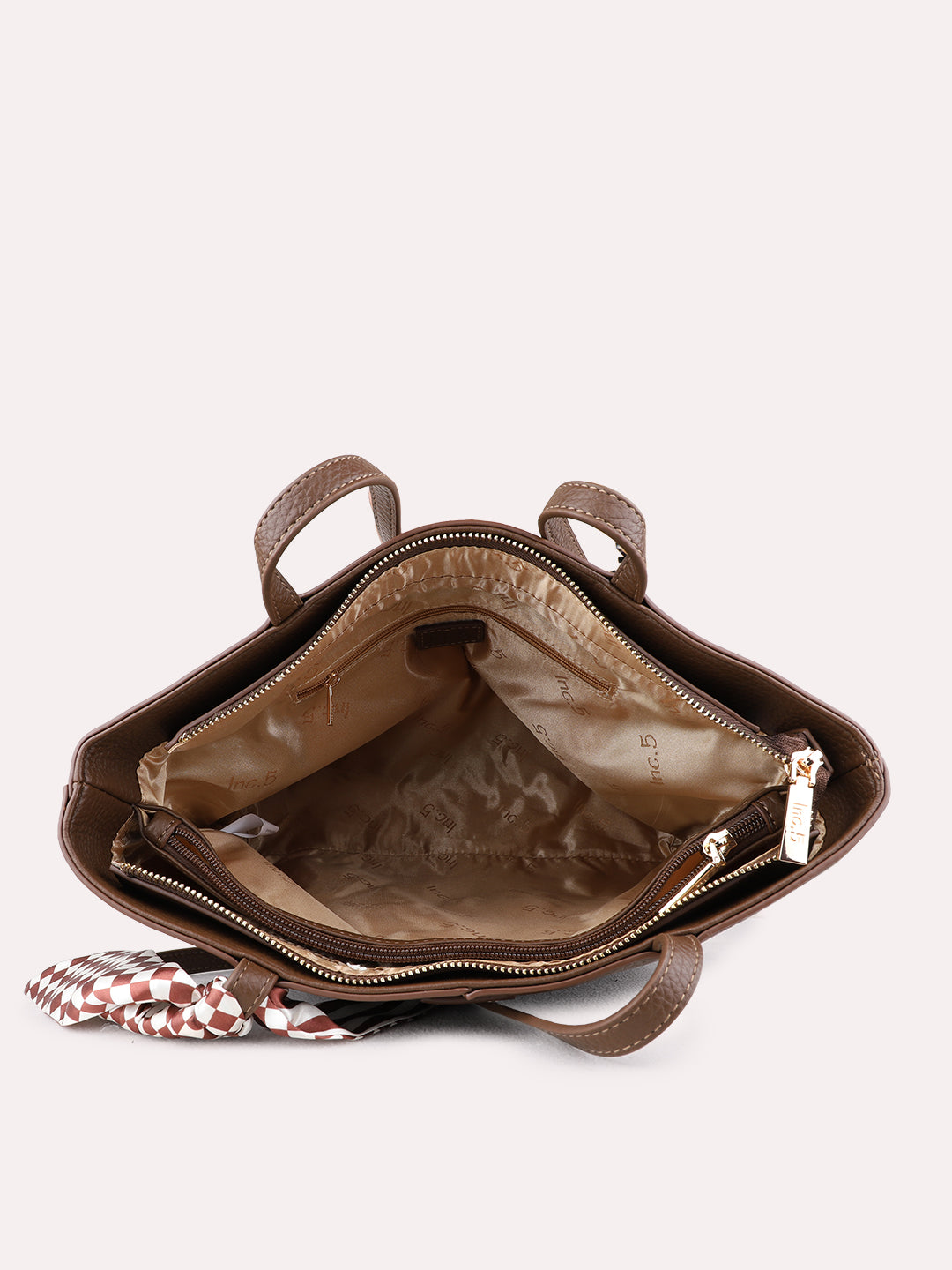 Womens Brown Shoulder Bag With Zip Lock For Casual Use