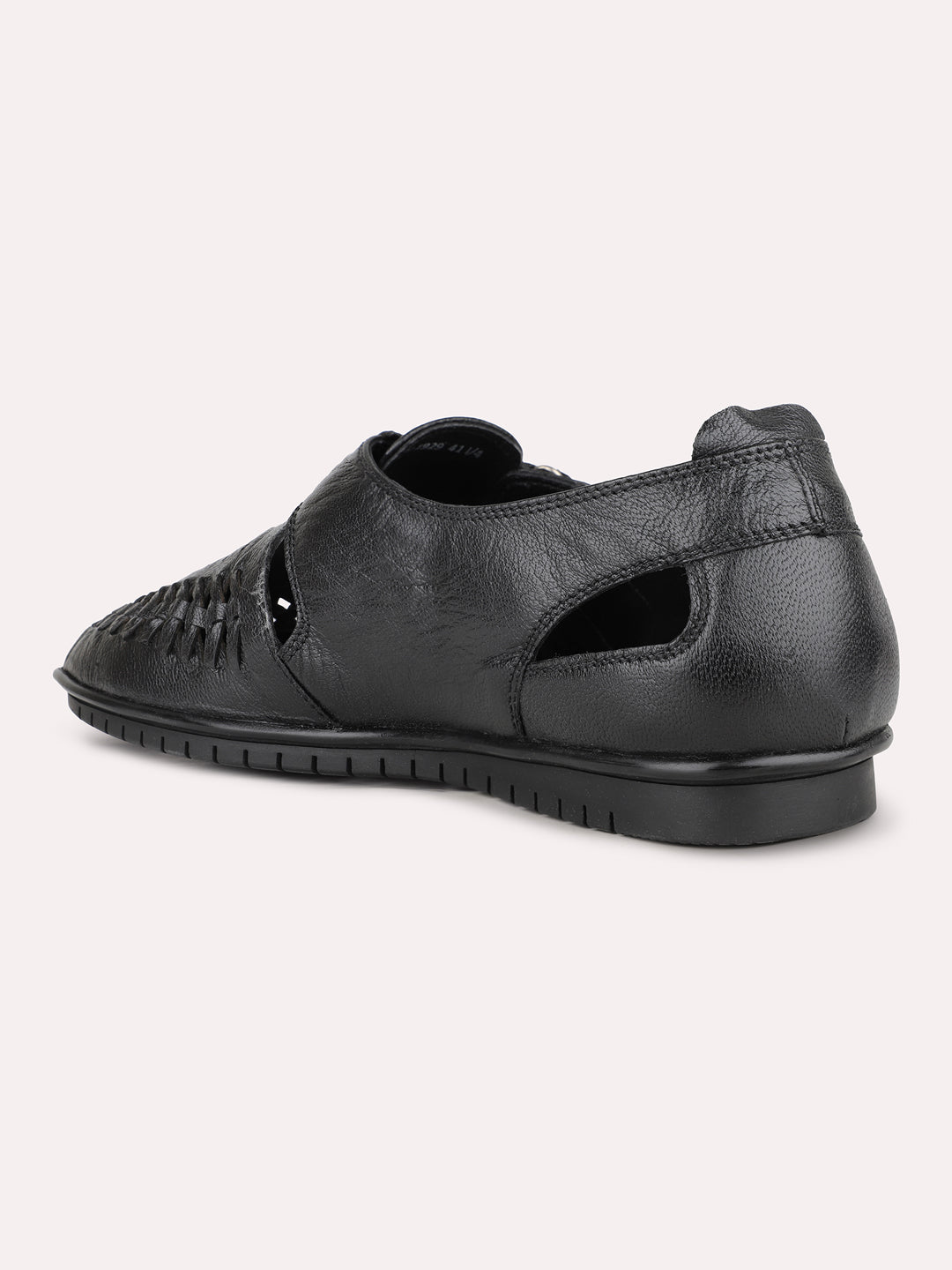 Mens Black Formal Solid Round Toe Sandals