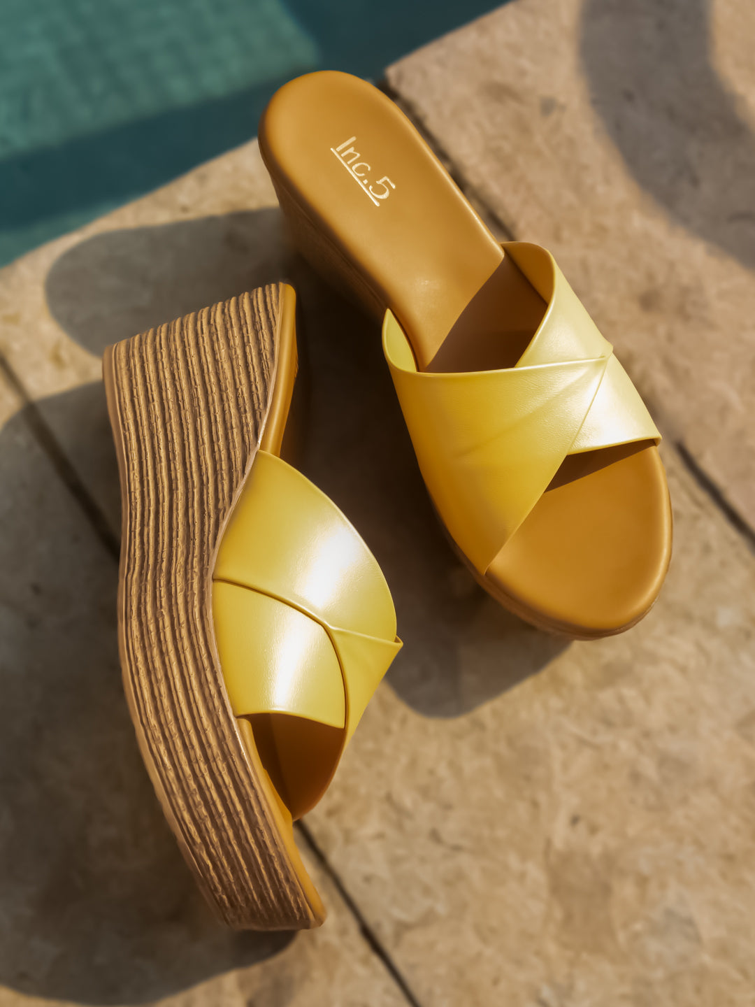 Buy Now Women Yellow Solid Wedge Sandals