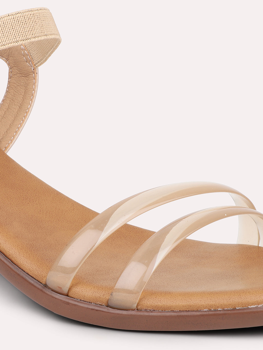 Women Beige Transparent Solid Block Heels