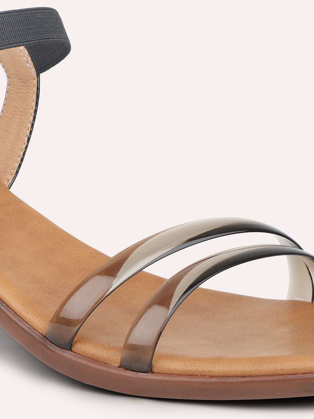 Women Black Transparent Solid Block Heels