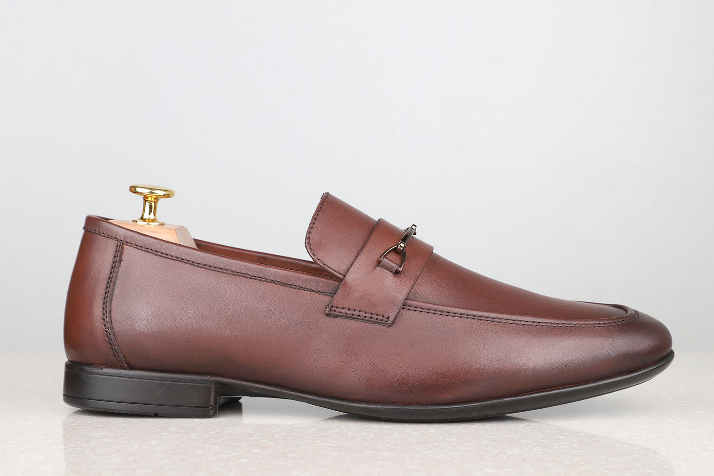 Atesber Brooch Formal Slipon-Brown For Men