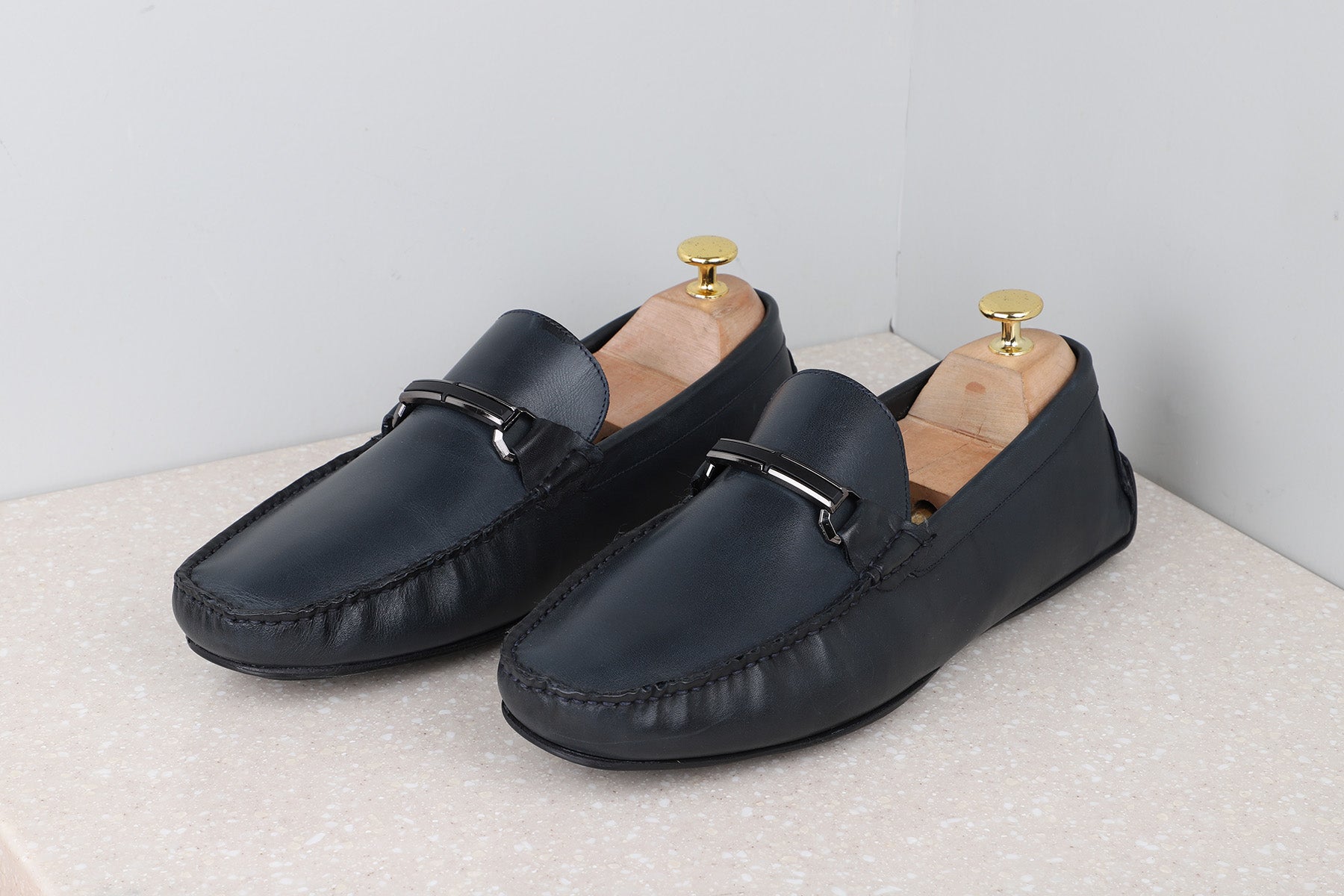 DRIVING CASUAL LEATHER SHOES-NAVY-Men's Driving Shoes-Inc5 Shoes