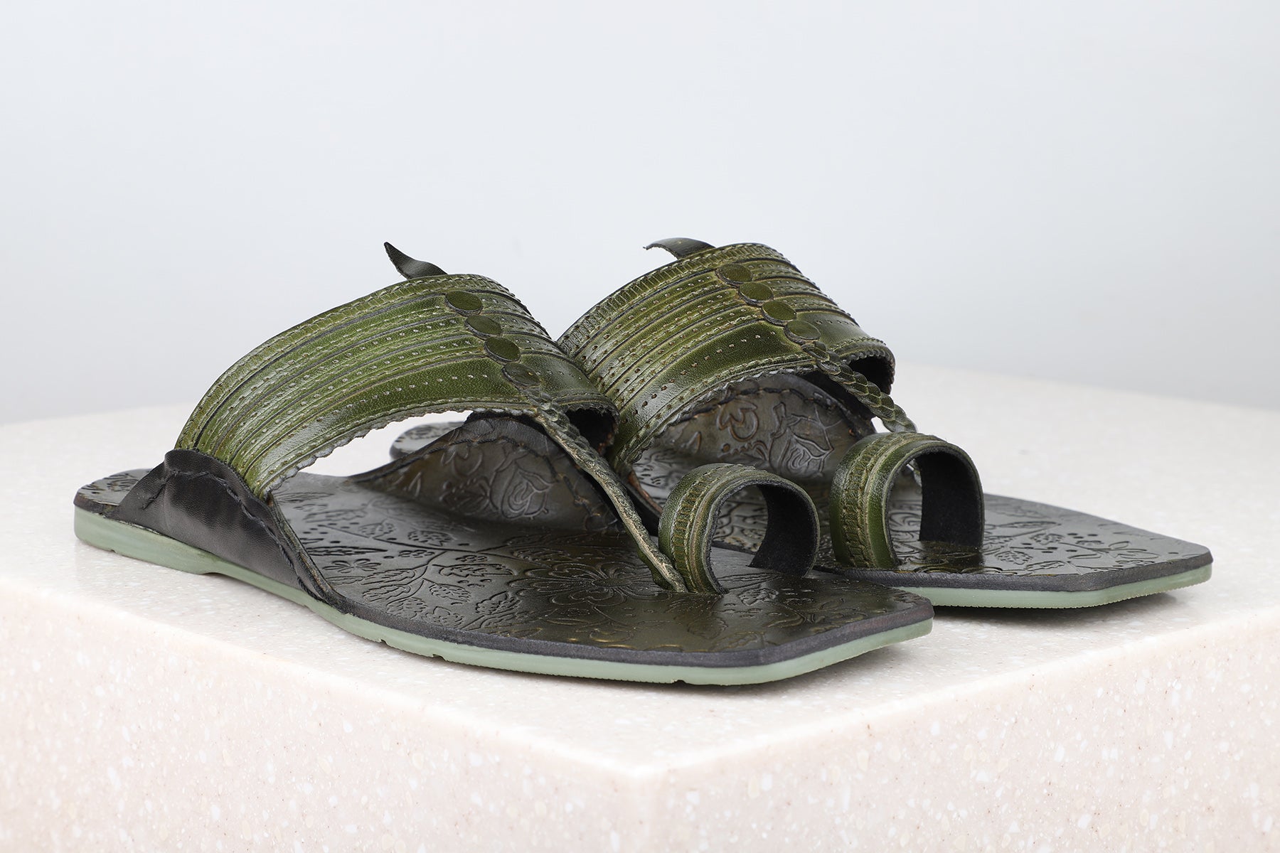 Buy Now privo ethnic thong sandal for men 13459 green Inc5 Shoes