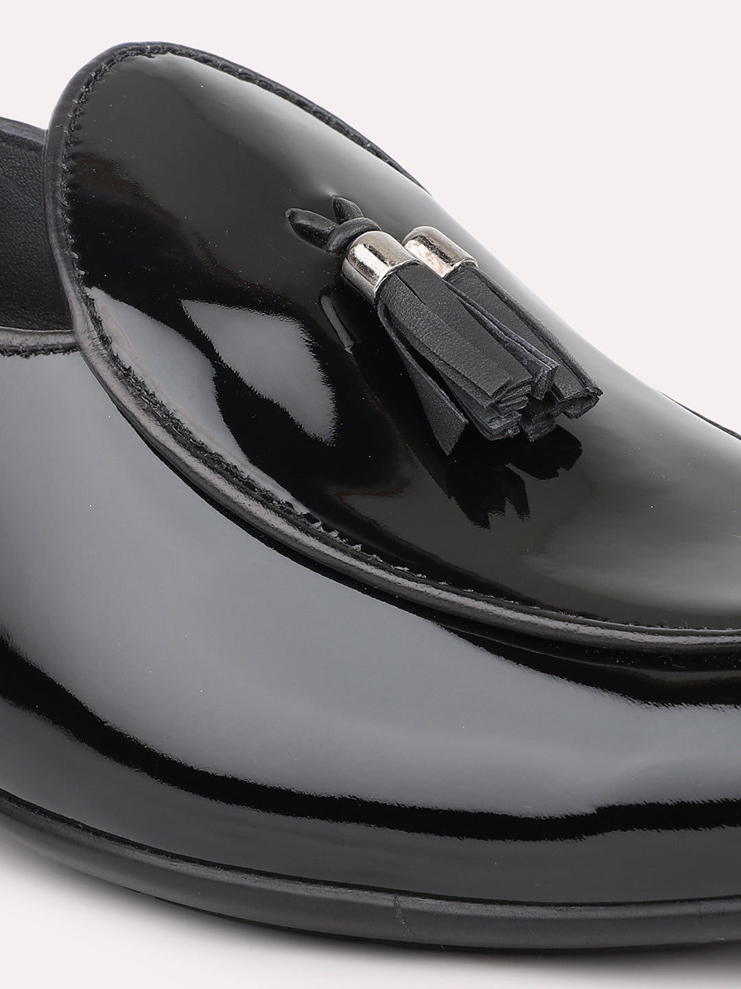 Privo Black Casual Slip-On Shoes With Tassel Detail