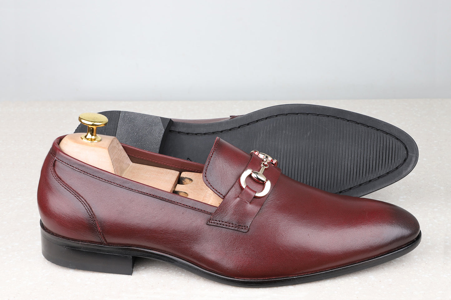 Atesber Brooch Formal Slipon-Wine For Men