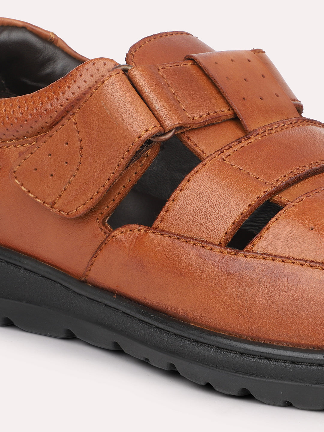 Atesber Tan Striped Casual Sandal For Men's
